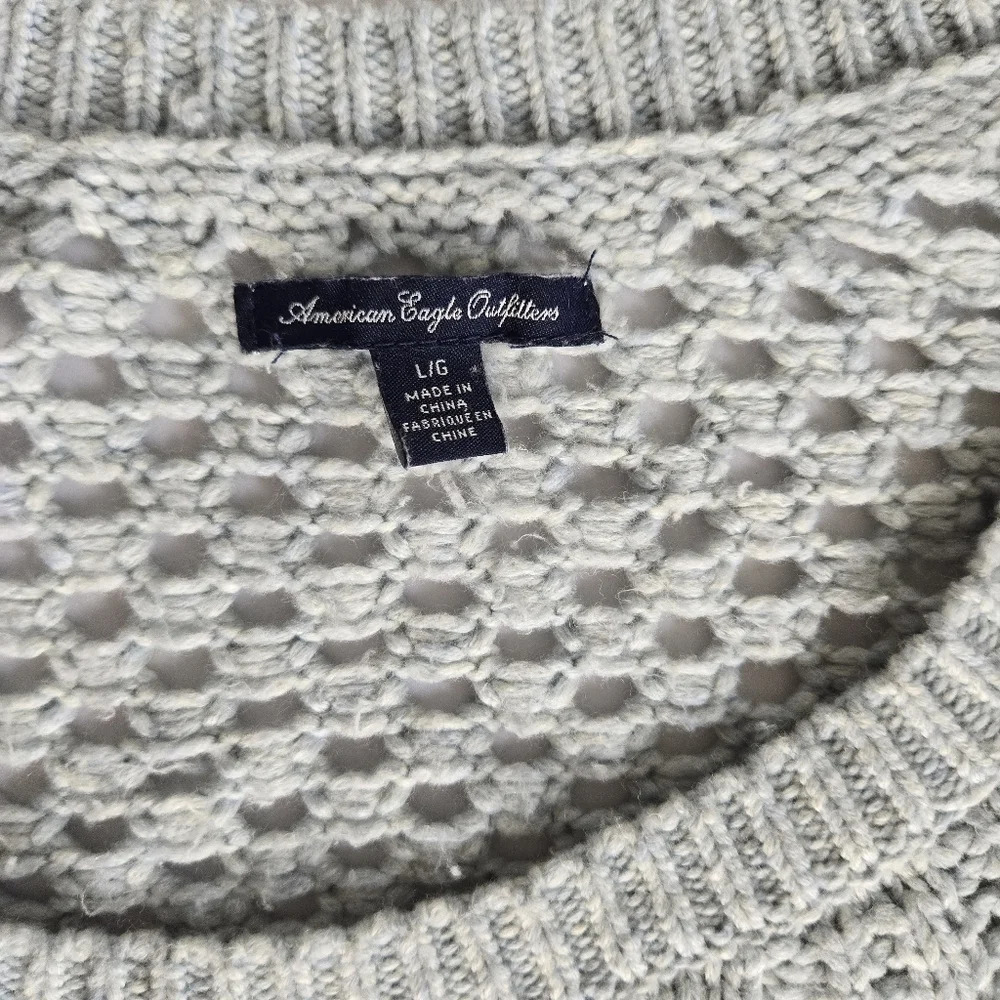 America Eagle wool cotton Crochet cable Knit Sweater women sz Large - Picture 2 of 9
